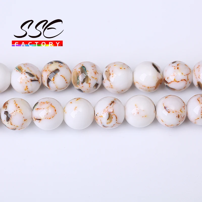 Natural White Howlite Stone Beads Round Loose Shell Spacers Beads for Jewelry Making 15''Strand DIY Charm Bracelet 4/6/8/10/12mm