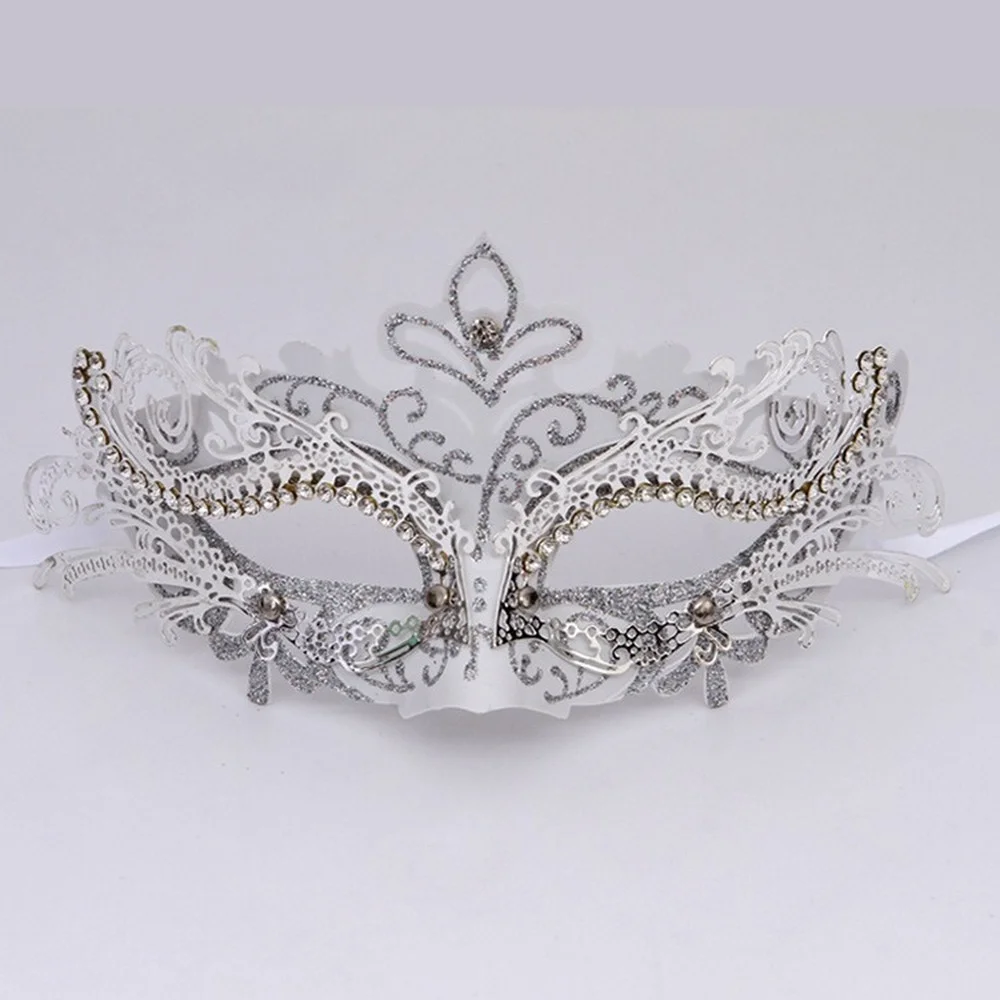 

Electroplated Gold Silver Mask Ball Half Face Princess Mask Luxury Diamond Inlaid High-grade Metal Mask