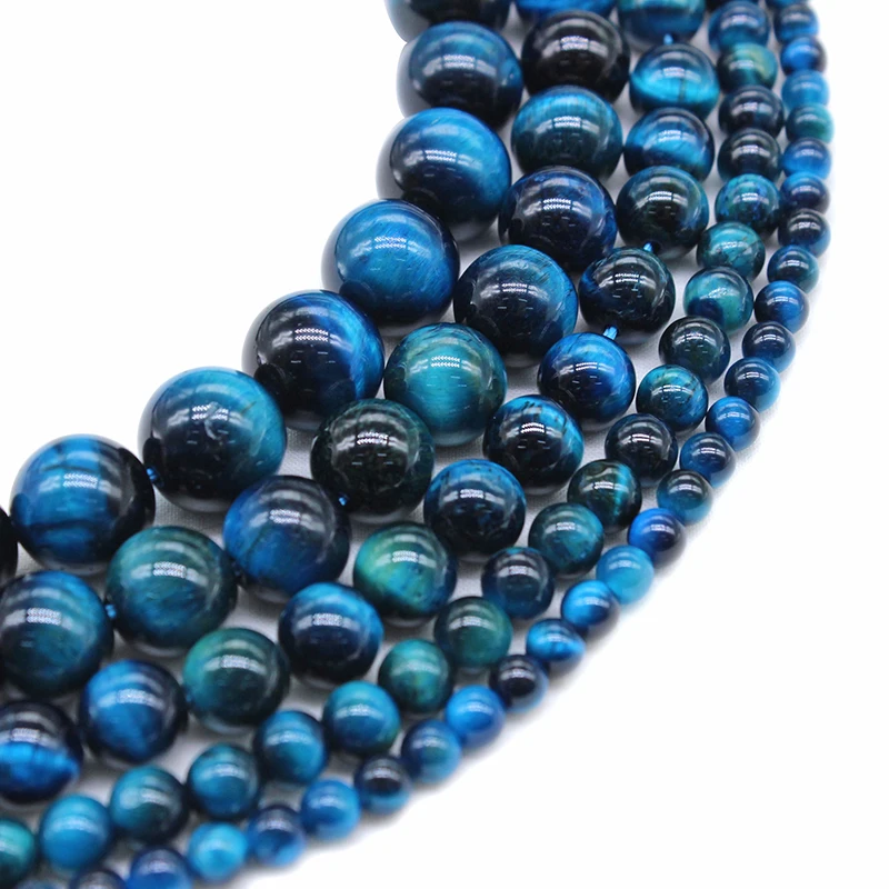 Wholesale AAA+ Natural Blue Tiger Eye Gem Stone Round Beads For Jewelry Making DIY Bracelet Necklace 4/6/8/10/12 mm Strand 15\'\'