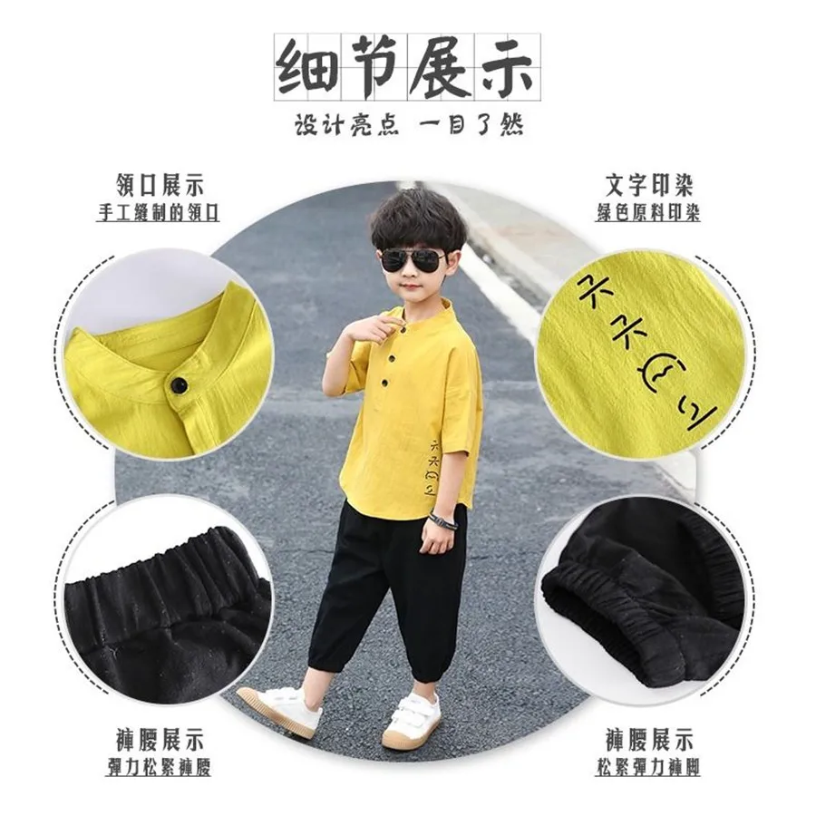 Summer Boys Clothing Set Teenage Kids Tracksuit Cotton Short Sleeve T Shirt & Pants Casual 8 9 10 11 12 Years Child Boy Clothes