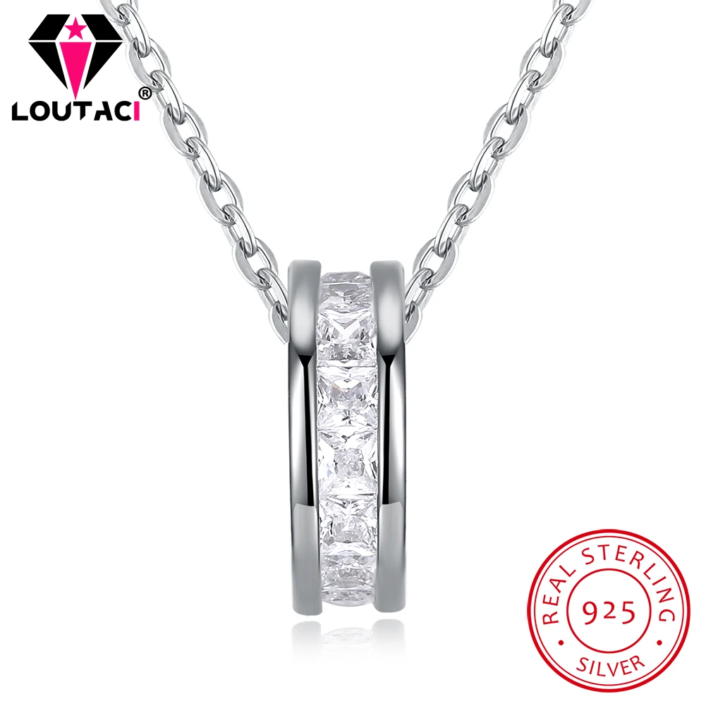 

Fashion Sterling Silver Necklace Round with Diamond women Trend Necklace