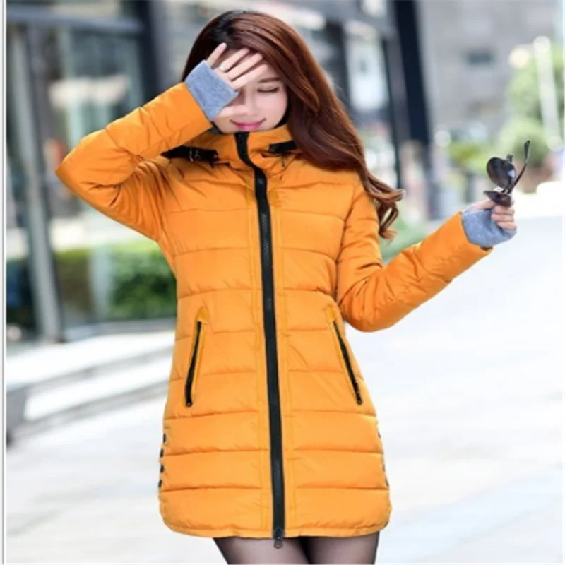 Chaqueta cálida con capucha para mujer, abrigo Parker de sección larga, forro de algodón, Color caramelo, talla grande, Invierno