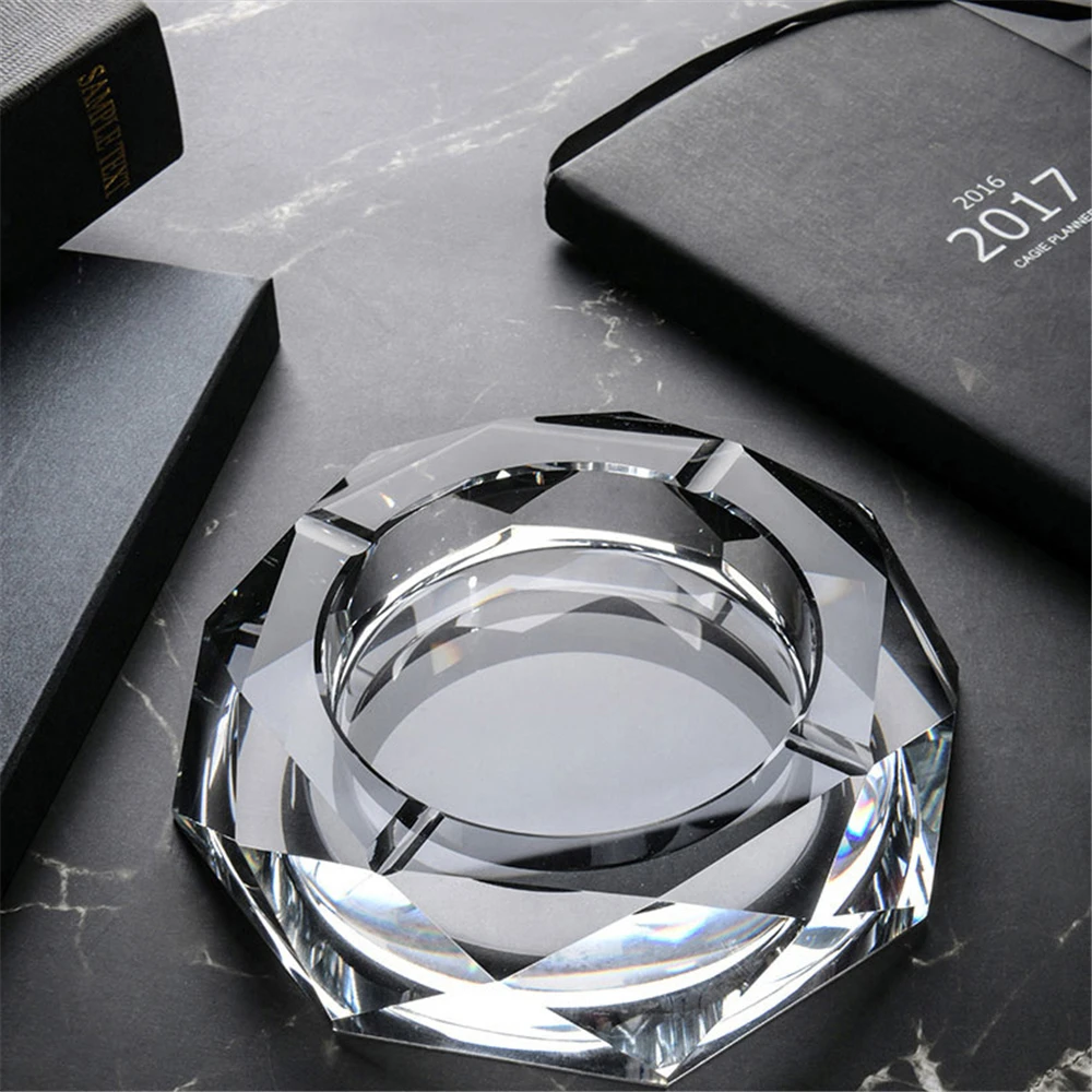 Crystal Glass Ash Tray Black/ Gold/Tranparent Square Shape Ashtray Cigar Smoking Accessory Household Office KTV Smoking Supply