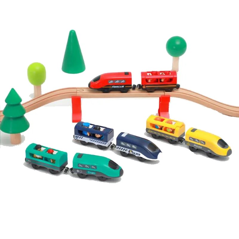 Electric Train Set Toys Model Train Electric Car Fit For Wooden Railway Wood Train Track Christmas Gift For Children