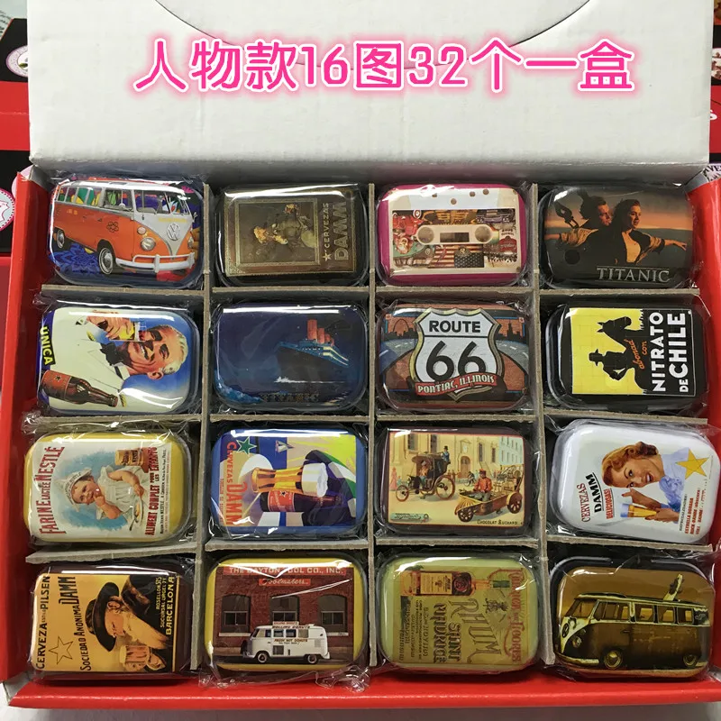 

Zakka style colorful retro tin box packing box jewelry boxes mini Storage boxes 16 patterns*2 32pcs / set~