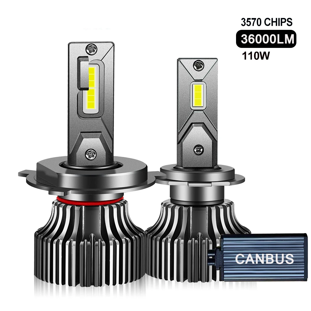 

2 Pcs 110W 36000LM Headlight H7 LED Canbus H1 H4 H8 H9 H11 9005 9006 HB3 HB4 Led Bulb 6000K 12V 24V Turbo Lamp For Car Truck