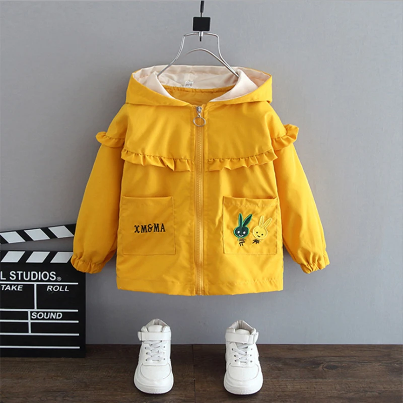 2021 New Autumn Girls Jacket Children Clothing Hoodie Baby Kids Coat Rabbit Zipper Long Sleeve Cotton Clothing 1 2 3 4 5 6 Years