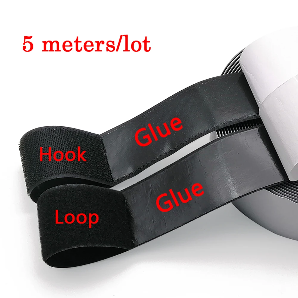 5M Strong Self Adhesive Hook and Loop Fastener Tape Nylon Sticker  Adhesive with Glue for DIY 16/20/25/30/40/50/100/110mm