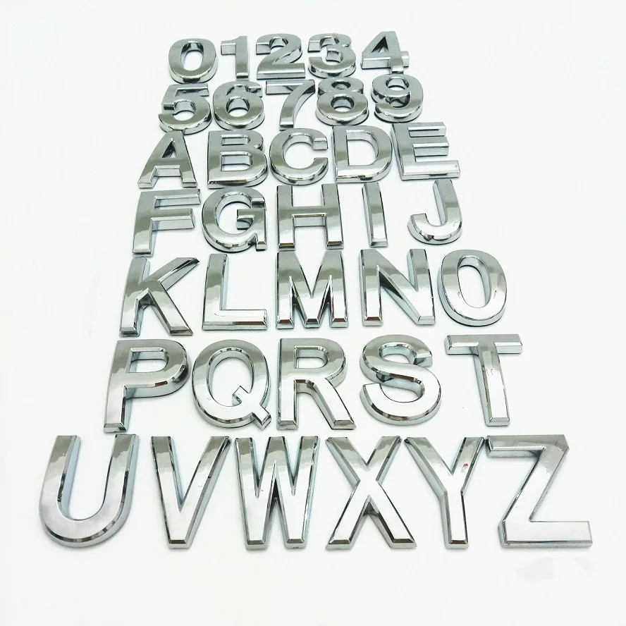 House Number Stickers Alphabet Letter Door Plaque House Drawer Sign Plating Gate Digits Plastic Number Tag 5cm/ 7cm Silver Color