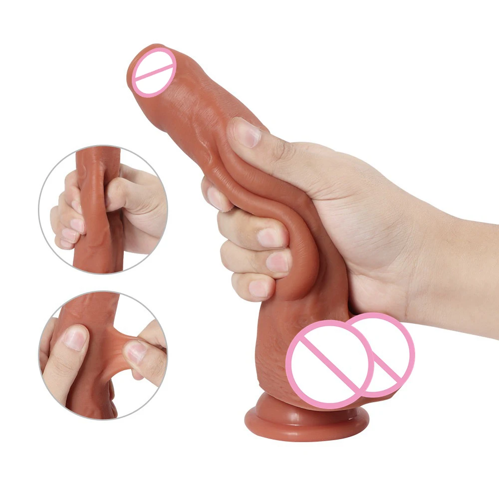 ManNuo Realistic Foreskin Dildo for Women Sex Toy Strap on Pants Dildo Big Dick with Suction Cup Huge Penis Female Adult Product