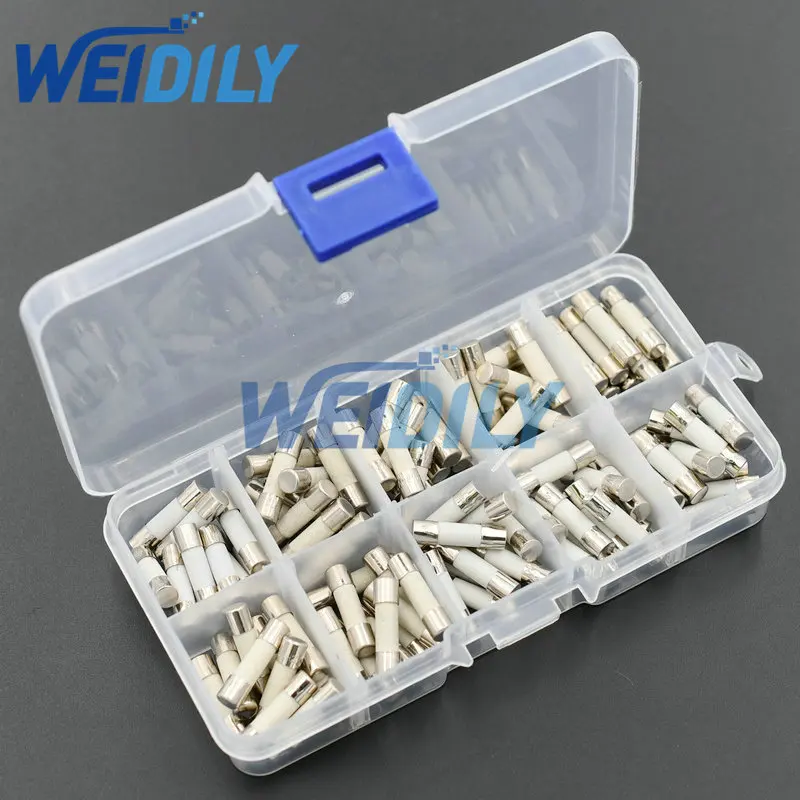 

100PCS Ceramics Fuses Kit In Box Slow Blow 5x20mm T 1A 2A 3.15A 4A 5A 6A 8A 10A 12A 15A/250V 5*20 Protective Insurance Tube Set