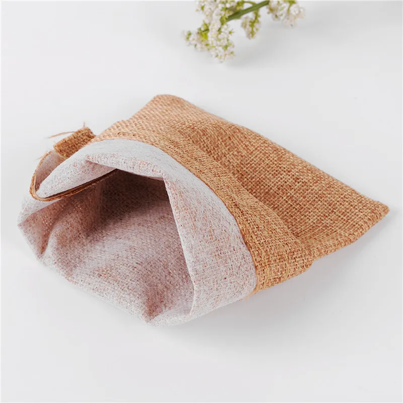 50pcs/lot 7x9 cm Burlap Jute Sackcloth Linen Bags Drawstring Pouches For Christmas Wedding Gift Packing Bag Customised Logo