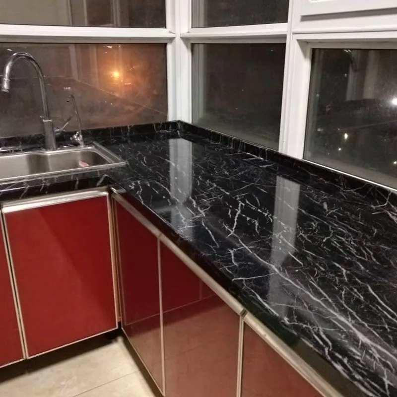 PVC Waterproof Marble Wall Sticker Self-Adhesive Desktop Cabinet Furniture Renovation Film Kitchen Stove Bar Oil-Proof Wallpaper