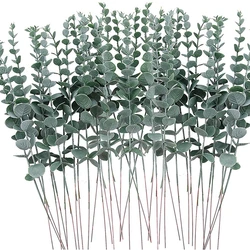 10Pcs Artificial Eucalyptus Leave Greenery Stems with Frost Home RoomWedding Party Decora Outdoor Flower Wall Wreath Accessories