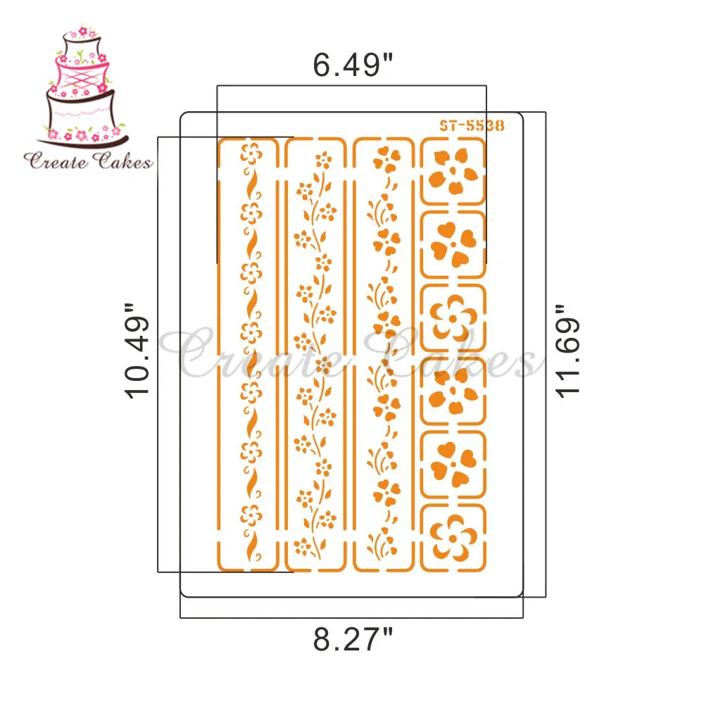 Fashion 4 Pcs/Set Rope& Rattan Plastic Stencils For Walls Painting Cake Design Templates Cake Stencils