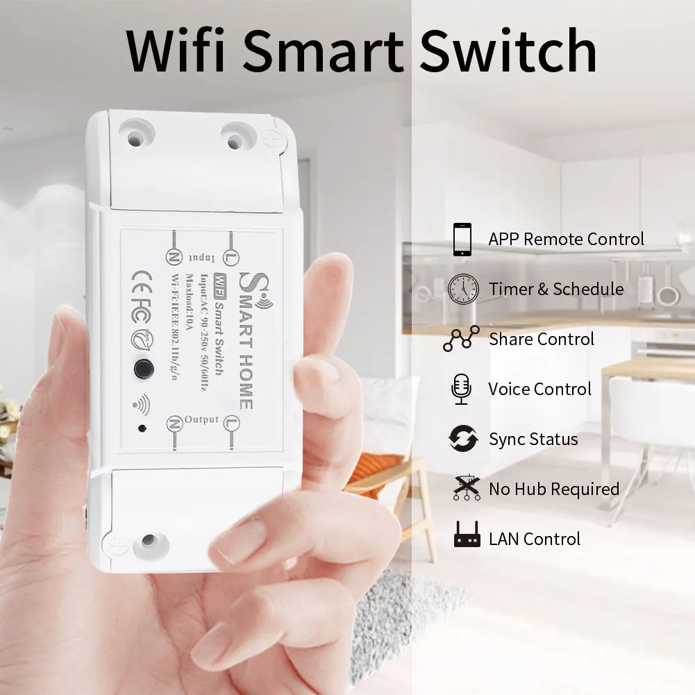 CBE DIY Smart Home Switch Wifi Remote Control Switch Universal Breaker Timer Works with Alexa Google Home Smart Life Tuya APP