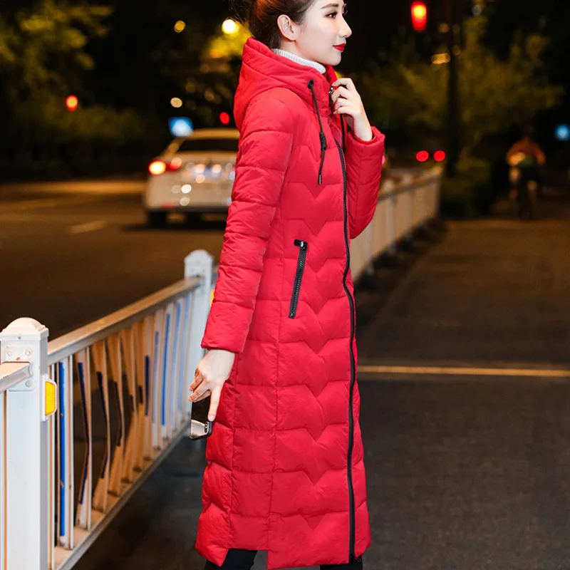 Black Doudoune Winter Jacket Women Clothing Korean Style Fashion Red Clothes Woman 2023 Long Thicken Slim Female Ropa De Dama