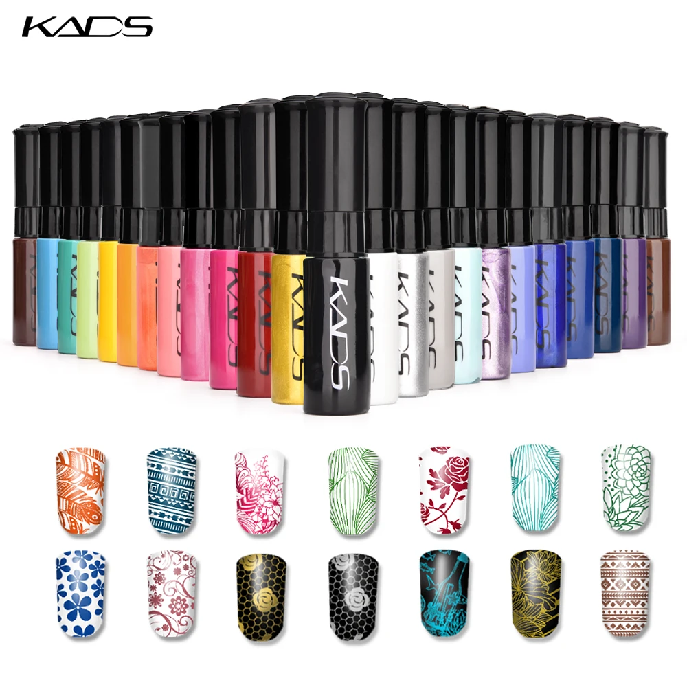 KADS Nail Art Stamping Polish Black White Gold Silver Green Printing Varnish DIY Design for Stamping Plate Color Nails Lacquer