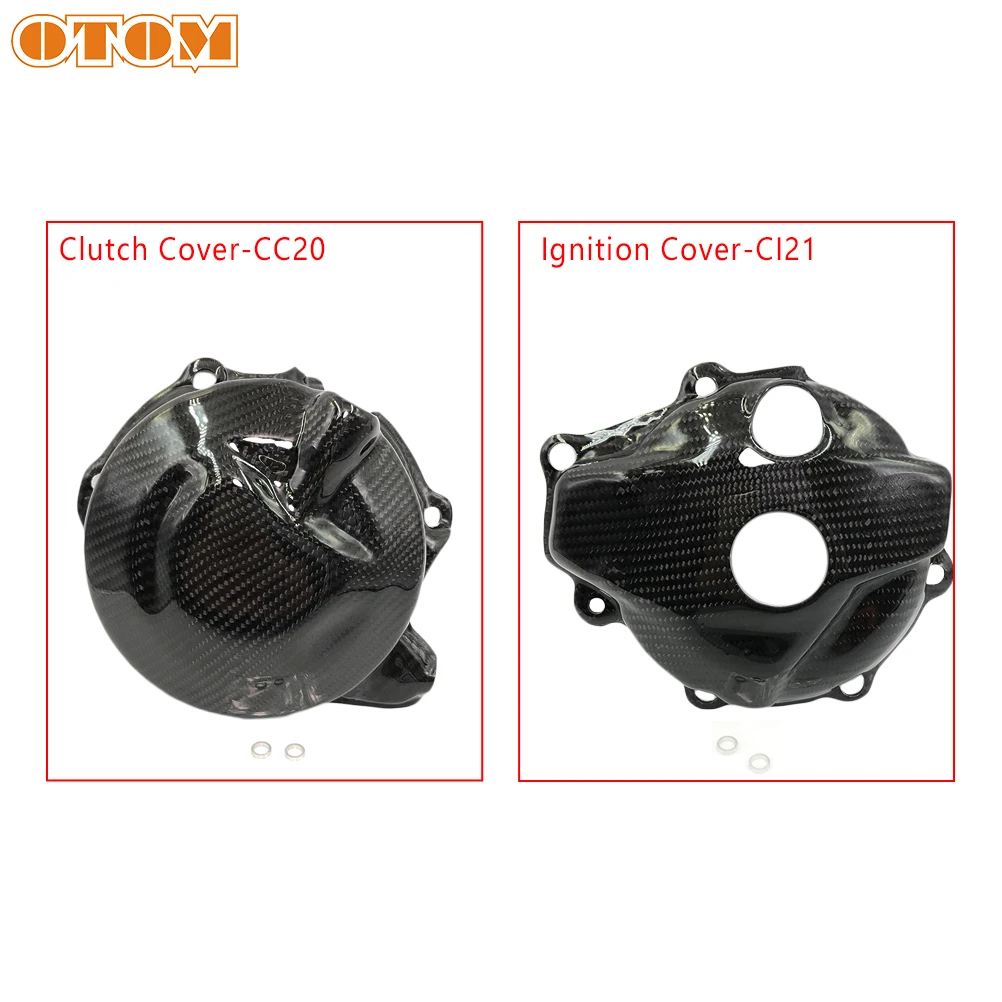 

OTOM Motorcycle Clutch Cover-CC20/Ignition Cover-CI21 Carbon Fiber Magneto Engine Protective For KAWASAKI KLXR 230 Motocross