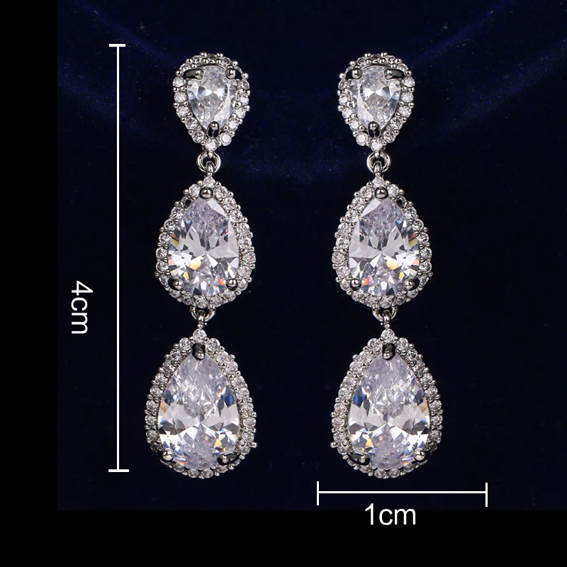 Emmaya New Long Earring Three Section Design For Women&Girls Party Dress-up With Four Color Cubic Zircon Charming Jewelry