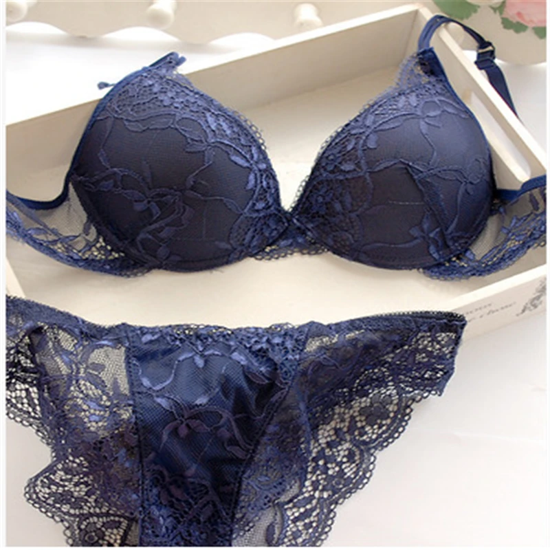 Sexy 3/4 Cup lace bra set women push up bra set sexy lace briefs lingerie underwear set