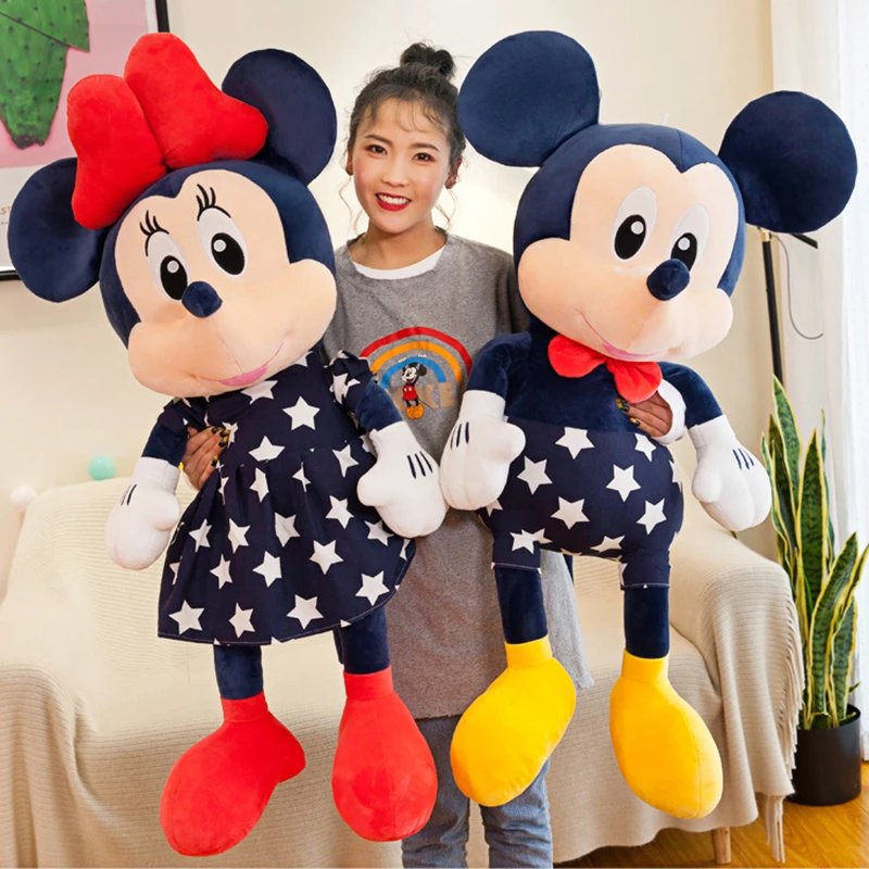 

110-130cm Disney Mickey Mouse Minnie Plush Doll Stuffed Toy Sleeping Pillow Baby Birthday Wedding Children Valentine's Day Gift