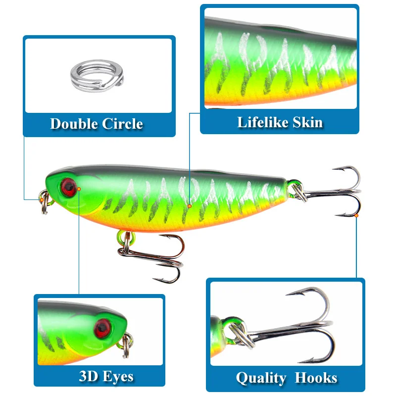 Pencil Fishing Accessories Lure Weights 4.7g 57mm Floating Baits Topwater Wobblers De Pesca Trolling For Pike Fish Tackle Leurre