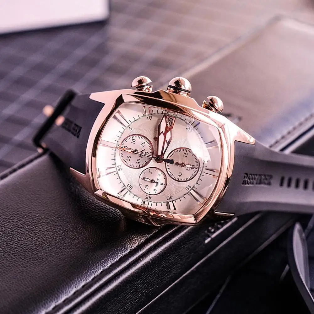 

Reef Tiger/RT Luxury Waterproof Sport Watches Date Rose Gold Rubber Strap Military Mens Watches Relogio Masculino RGA3069-T