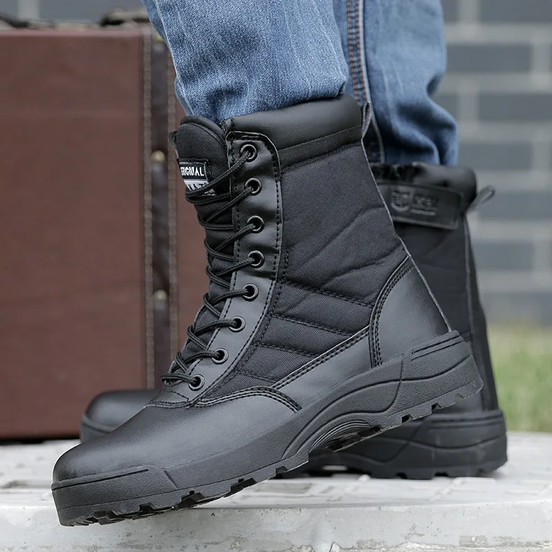 Men Desert Boots Mens Work Safty Shoes SWAT Boot Zapatos Ankle Lace-up Boots 2024 New