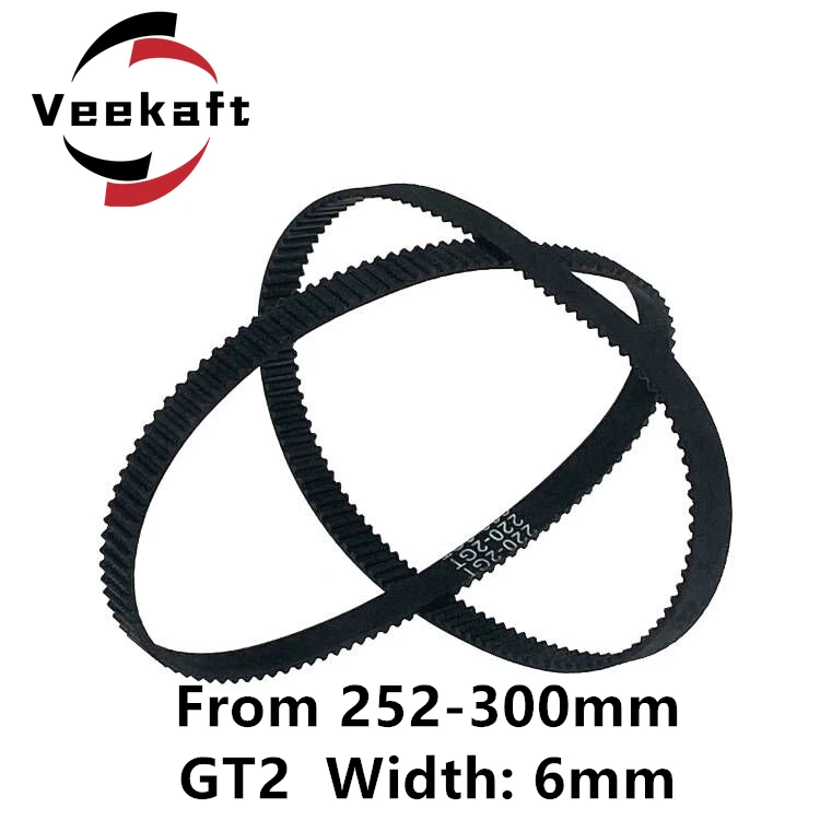 1pc3D Printer Parts GT2 6mm Closed Loop Rubber Timing Belt 252 260 264 268 270 274 278 280 284 288 290 292 294 300mm 2GT