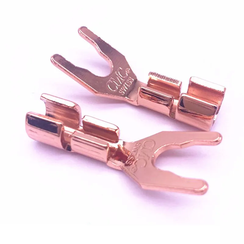 Hi-End 5mm Solid Copper Speaker Y Spades Fork connector Plug Banana plug Speaker Amplifier socket