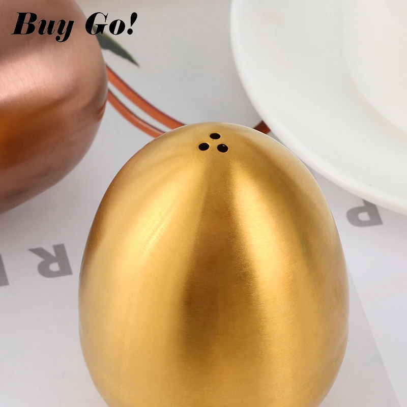 1/2PCS Salt Spice Pepper Shaker Stainless Steel Egg Shaped Condiment Bottle Kitchen Gadgets Metal Salt Pepper Holder Seasoning