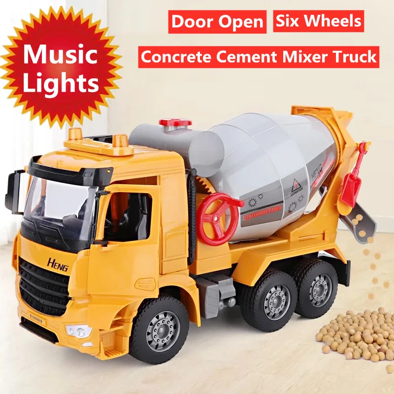 

High Simulation Concrete Cement Mixer Truck With Music Sound Lights Door Openable Engineering Truck Dump Truck Education Toys