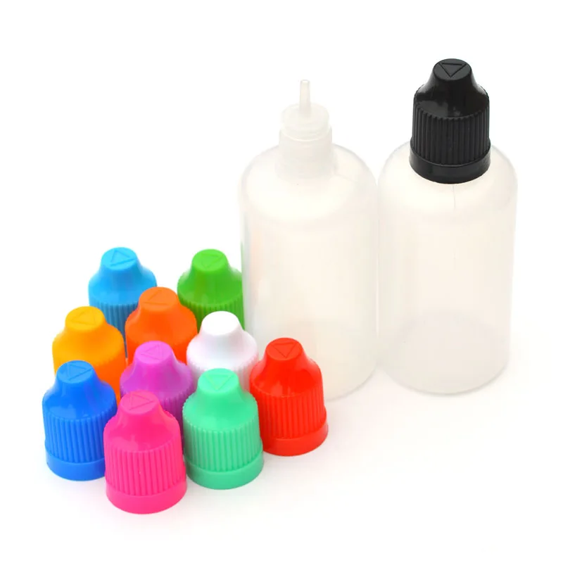 10pcs Empty Soft Plastic Needle Bottle 50ml Squeeze PE Container with Childproof Cap Dropper E Liquid Vials