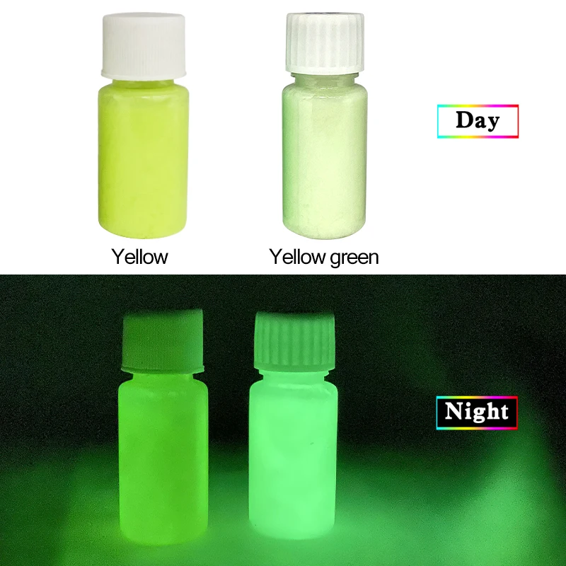 2 Bottles Luminous Paint Glow in the Dark for Party Decorations Arts Yellow Green Phosphor Pigment 2