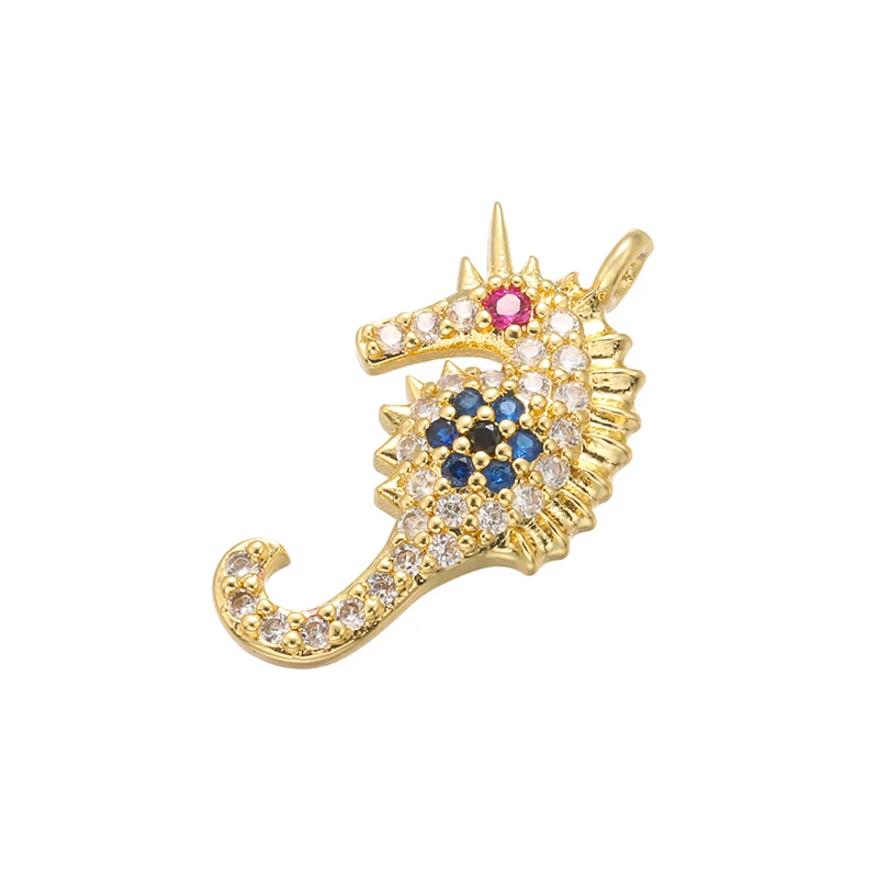 ZHUKOU 10x19mm Unique crystal seahorse pendant for women handmade DIY necklace earrings jewelry accessories model:VD527