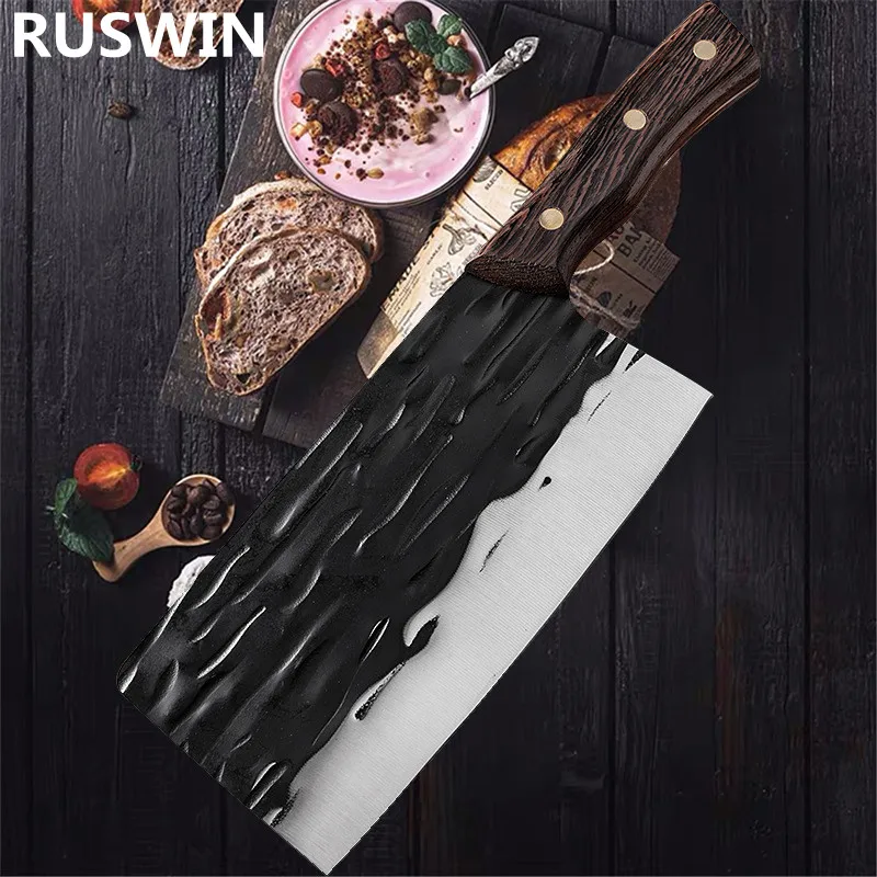 

Stainless Steel Butcher Knife Forged Kitchen Knife Dual-Purpose Knife Chopping Bone Knife Household Kitchen Chopper Knife Set