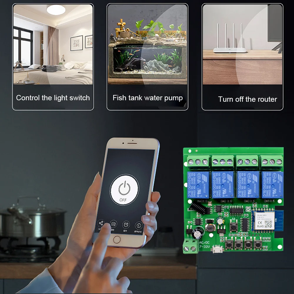 Tuya Smartlife 4/2/1 Channel WiFi Smart Switch  Wireless Inching Relay Motor Module Voice Control Works with Alexa Google Home
