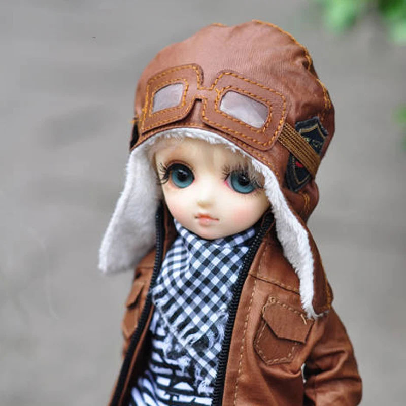 M1021 children handmade toy 1/6 1/3 1/4 uncle Doll clothes BJD/SD doll props Accessories brown Flying cap  1pcs