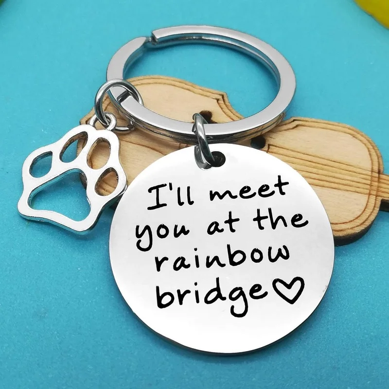 Rainbow Bridge Pet Memorial Remembrance Gifts Keychain Dog Cat Loss Gifts for Pet Owner Sympathy Gifts Key Ring for Pet Lover