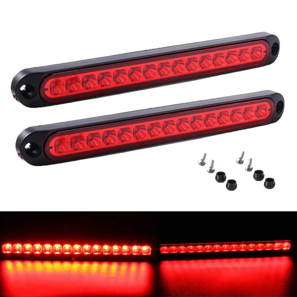 Car LED Third 3RD Brake Lights Bar Ultra-thin Rear Parking Signal Lamp Truck High Mount Stop Warning Light Universal 24V 12V Red