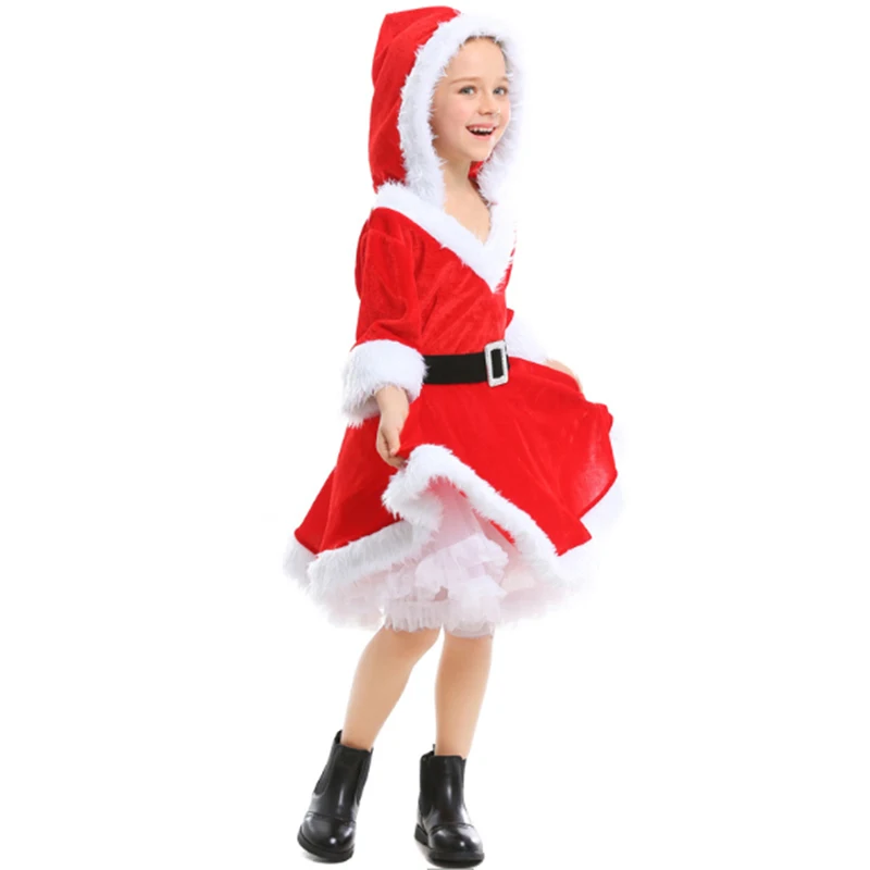 Natale Jolly Girl Costume da babbo natale carnevale classico Deluxe flanella mascotte Cosplay Fancy Party Dress Halloween