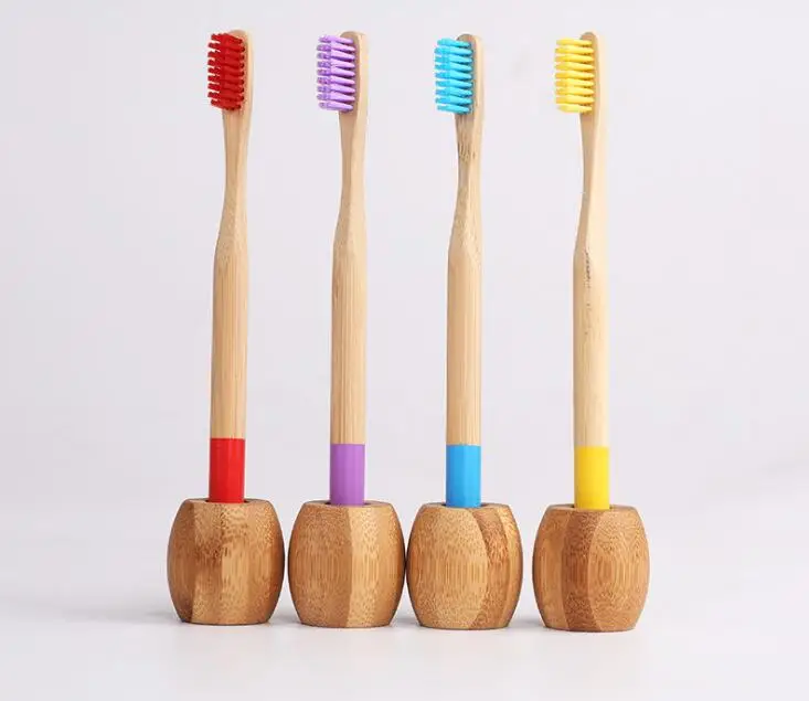 100pcs Natural Bamboo Toothbrush Base Wholesale Environment Bamboo Toothbrush Holder Stand Bathroom Accessories#39114