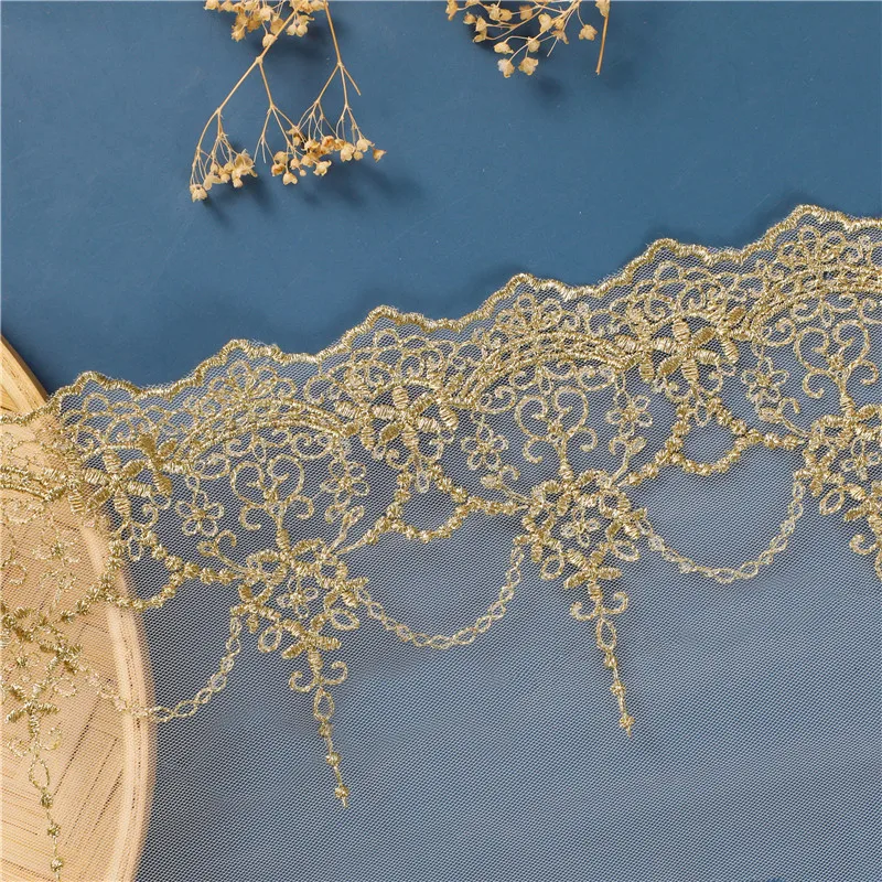 11.5CM Width 5Yards Lolita Embroidered Mesh Lace Garment Lace Trims Chantilly Lace Fabric DIY Sewing accessories