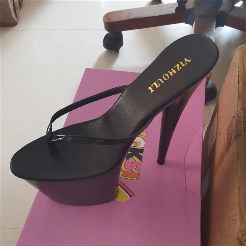 8 inch fashionable princess sandals, sexy model stage high heel flip-flops, paint waterproof table 20 cm heel slippers