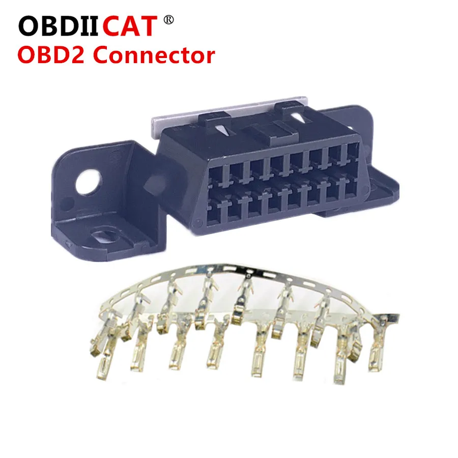 

Promotion 16pin obd2 Connector OBD2 OBD 2 16Pin Female Angle Connector OBD Female Wire Sockets Connector