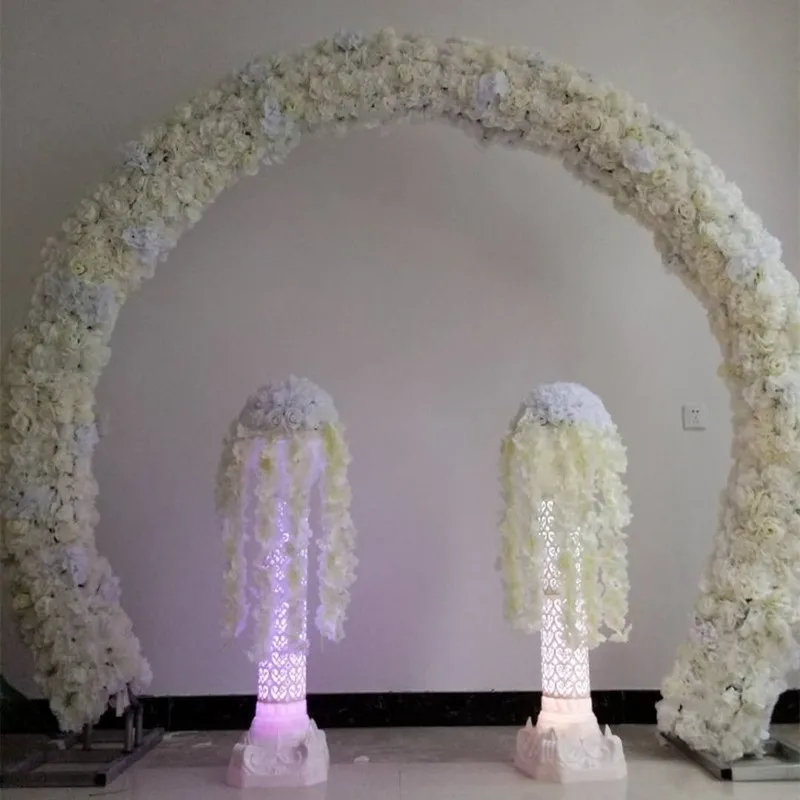 New Arrival Milk White Aritificial Rose Hydrangea Flower Panels Rows 20X 50CM Road Cited Garland Wedding Backdrop Arch Bows