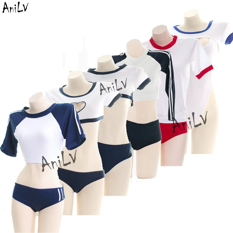 AniLV Japanese Anime Student Swimsuit Series Uniform Costume School Girl Gym Suit Sukumizu Pajamas Lingerie Cosplay