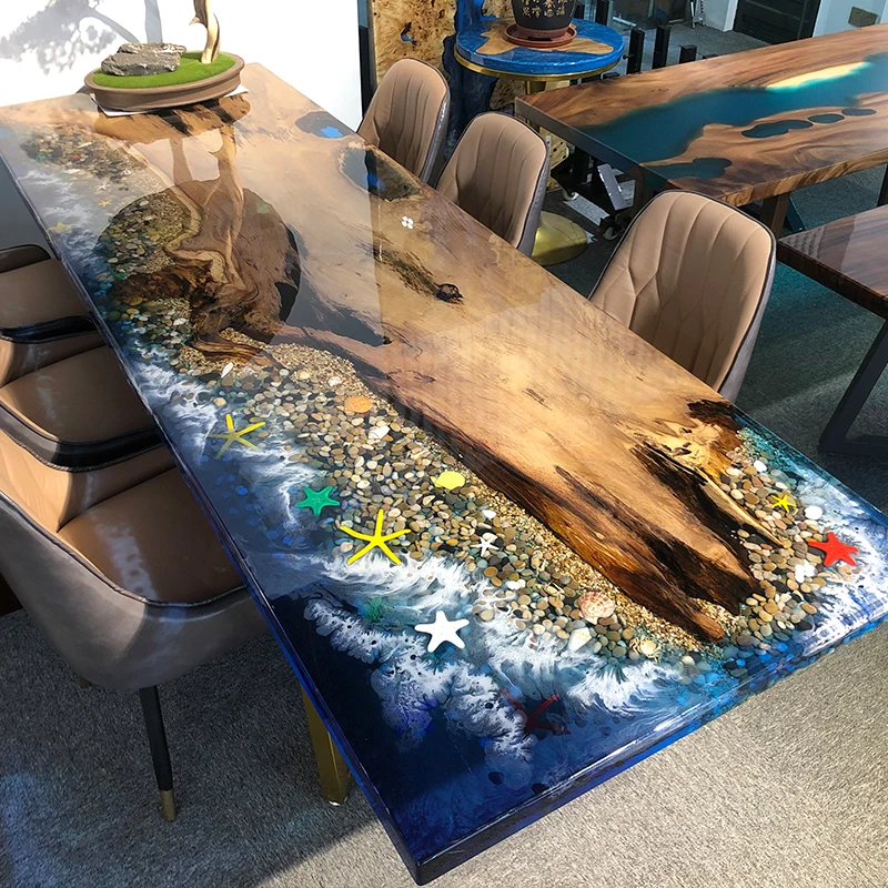 Epoxy resin River table solid wood big board walnut rosewood household log tea table table tea table book desk