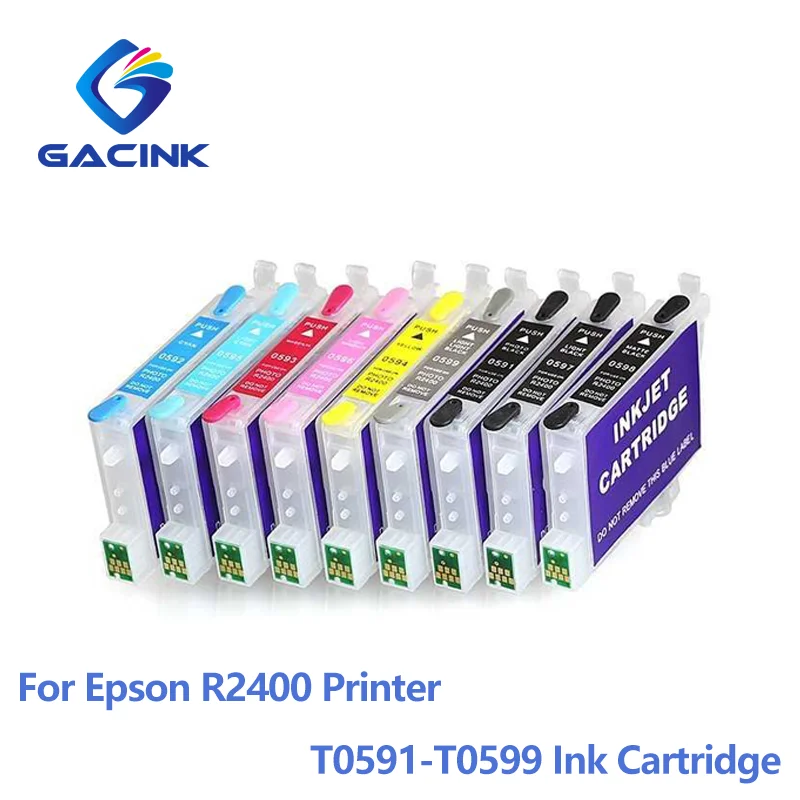 Do Epson Stylus Photo R2400 Wkład atramentowy wielokrotnego napełniania z chipami ARC T0591 - T0599 Wkład atramentowy Puste wkłady atramentowe 9 kolorów